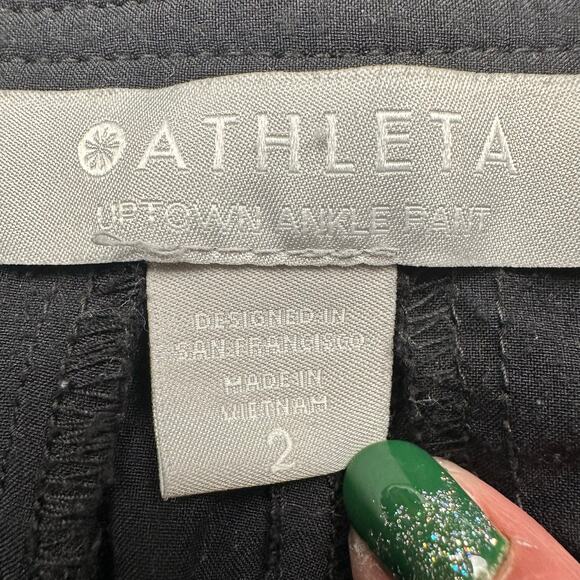 Athleta Uptown Ankle Pant Womens 2 Black Pockets Stretch Zipper Ankle Athleisure - Picture 9 of 16